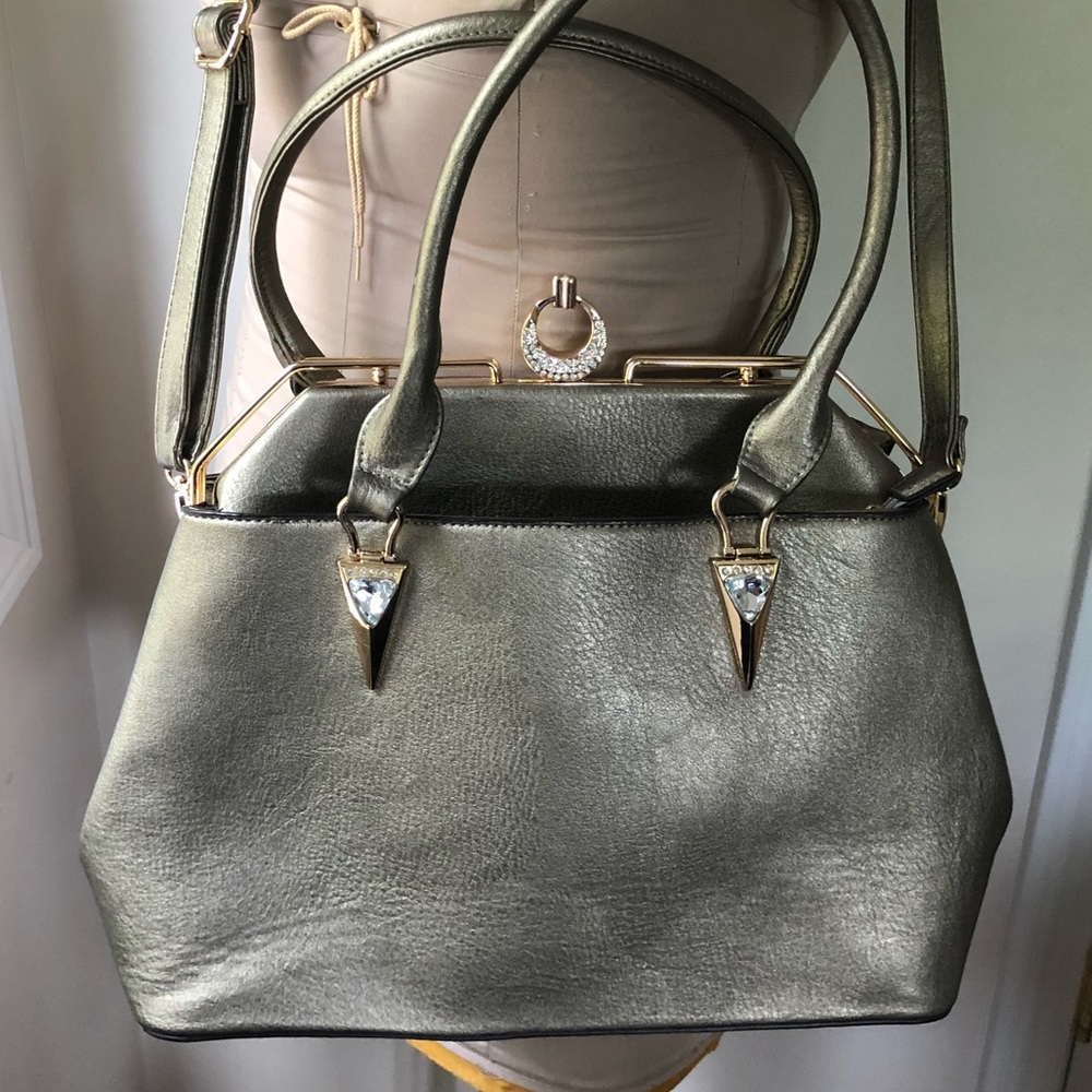 FALL trend: metallic silver tote bag big satchel crystal bling